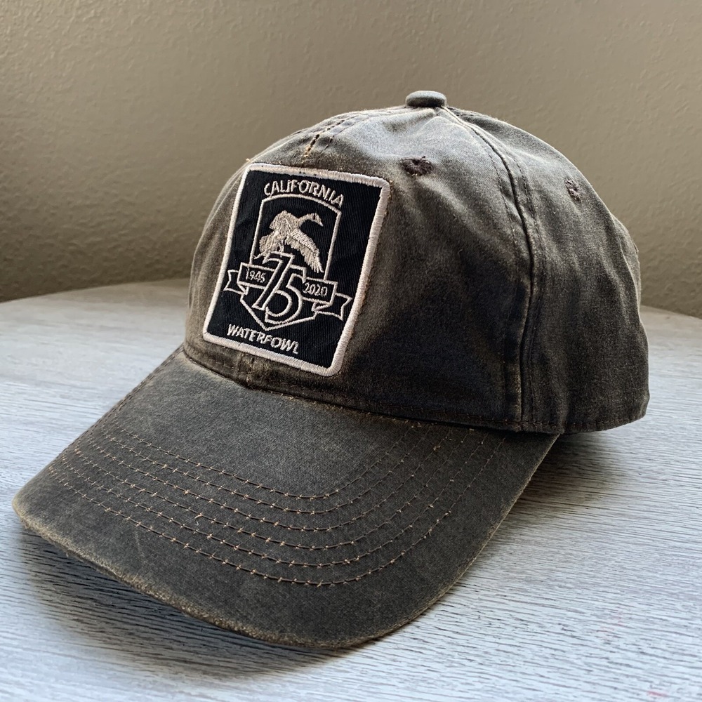 California Waterfowl Distressed Brown Hunting Baseball Hat Cap Adjustable Strap